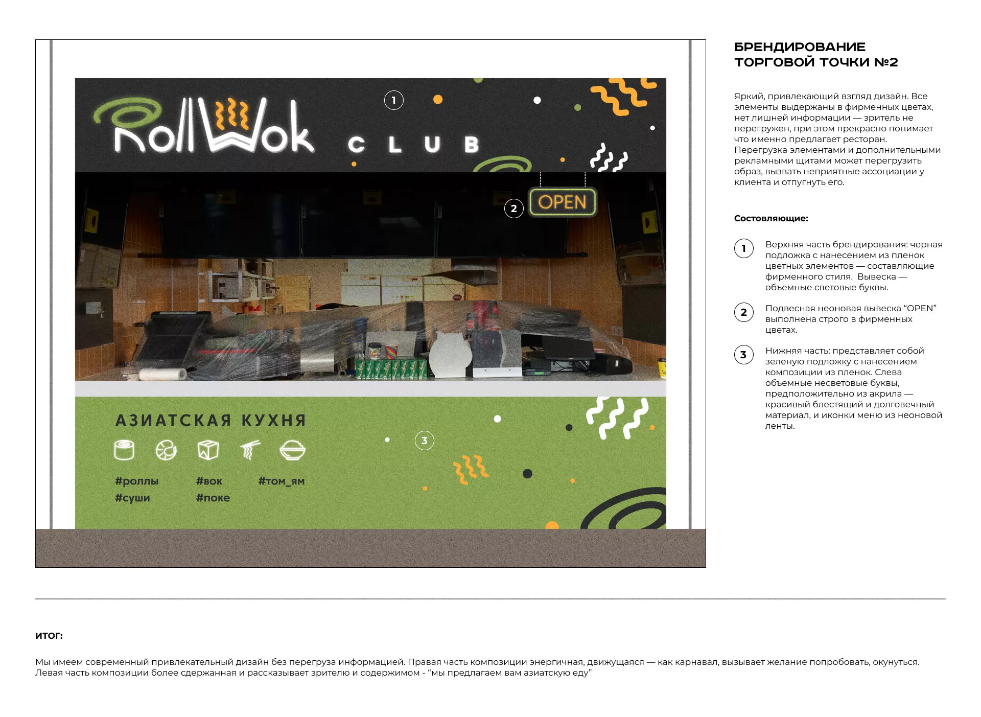 Брендирование торговых точек суши-бара «Roll Wok Club» в Бавлах