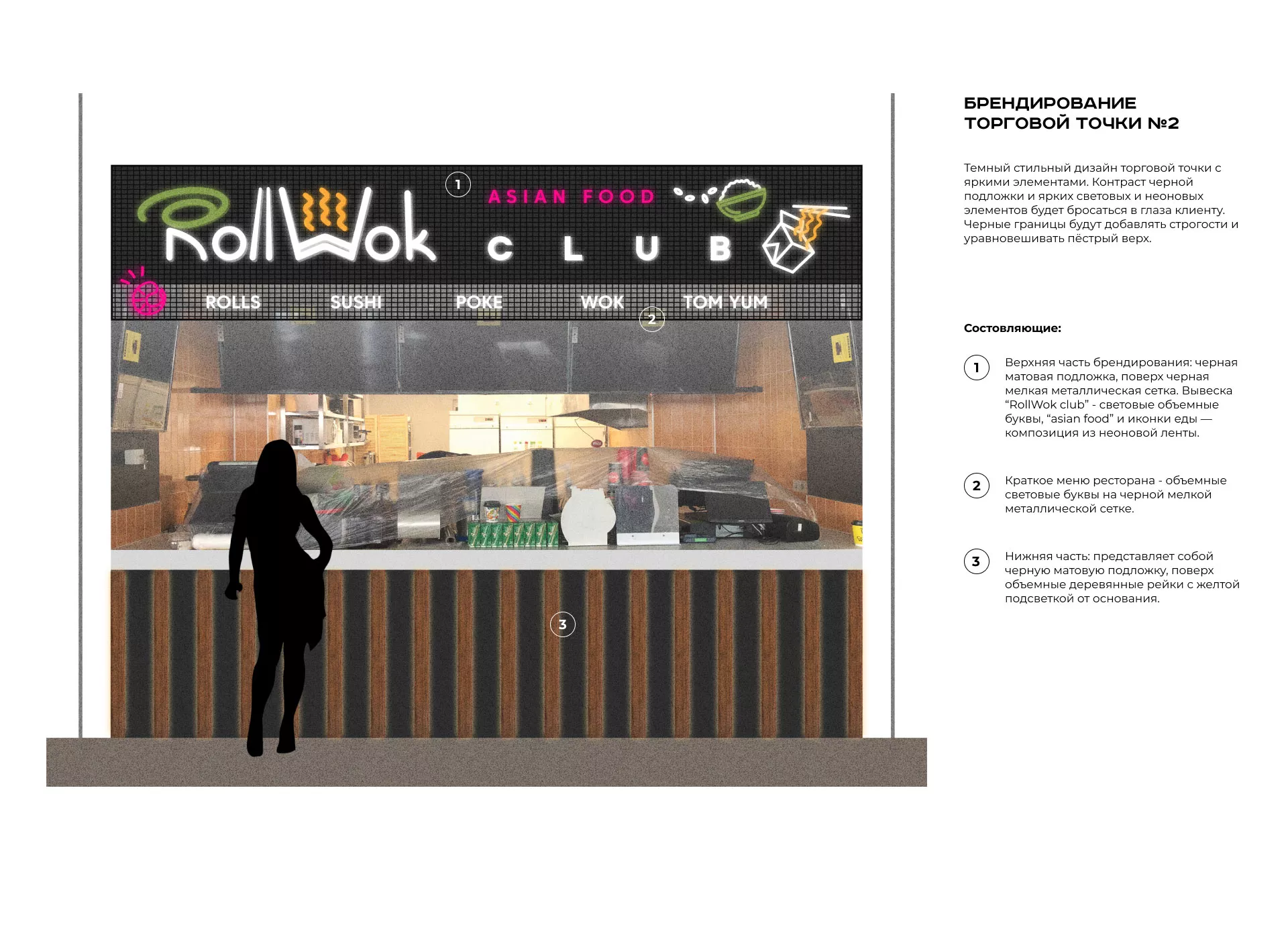 Брендирование торговых точек суши-бара «Roll Wok Club» в Бавлах